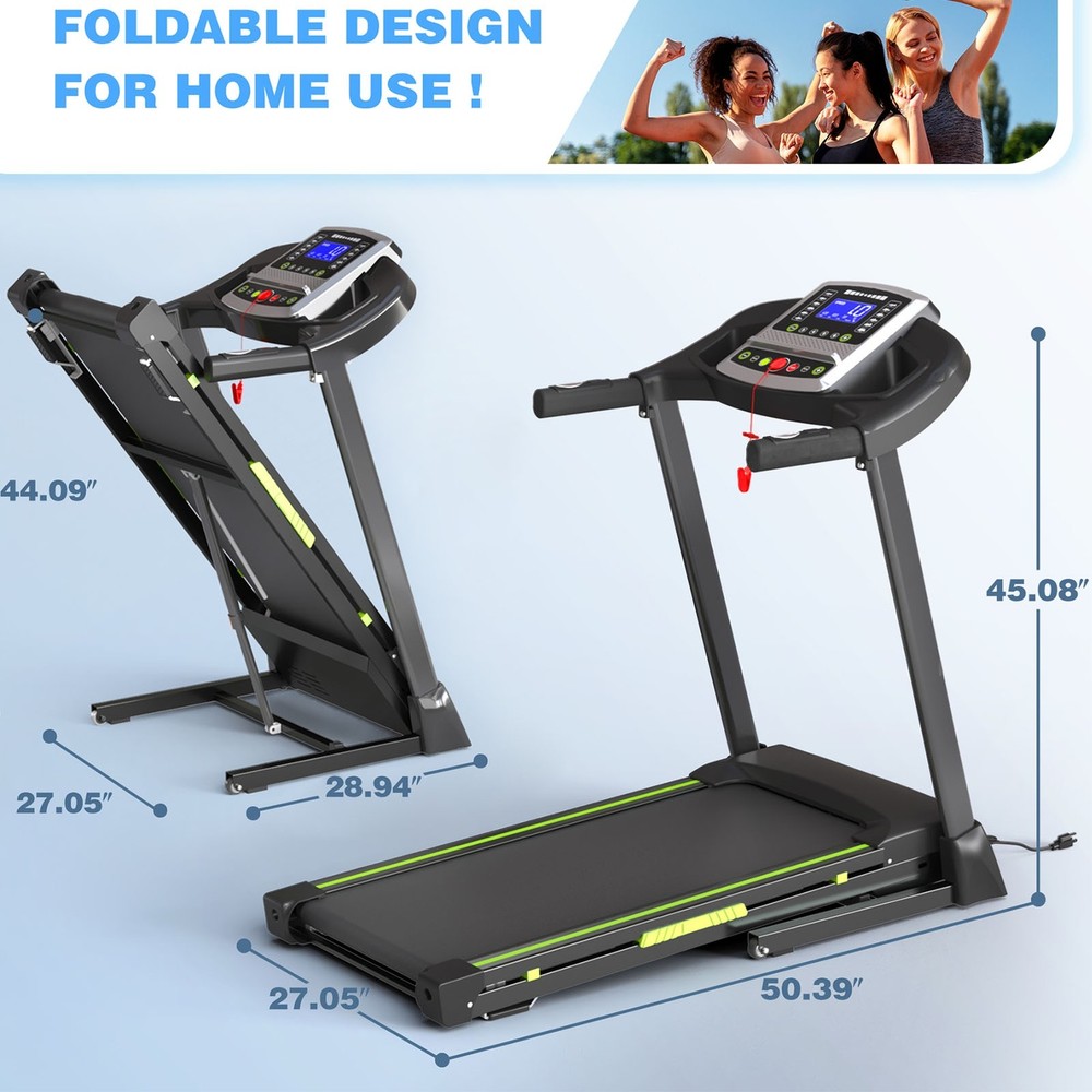 Multi-Functional LED Display Folding Treadmill With APP Tracking 4% Incline