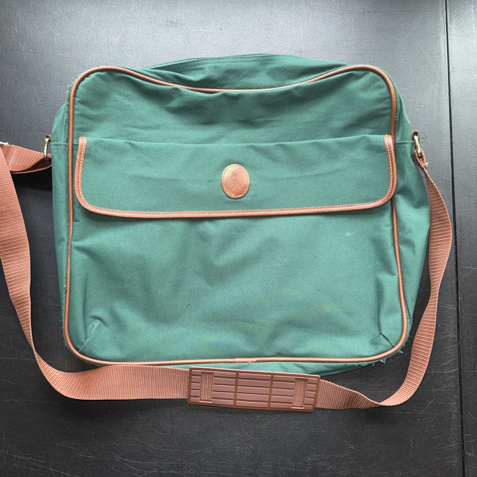 Polo Ralph Lauren Vintage Hunter Forest Green Canvas Computer Bag Messenger Bag