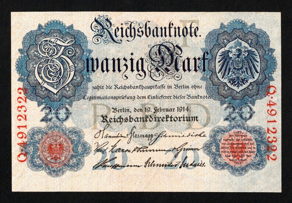 1914 Germany 20 Mark, UNC+
