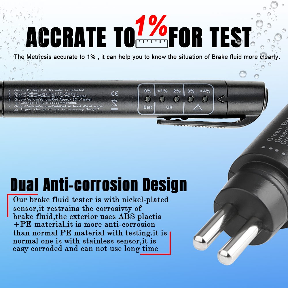 Brake Fluid Tester Pen 5 LED Mini Indicator Auto Diagnostic Testing Tool