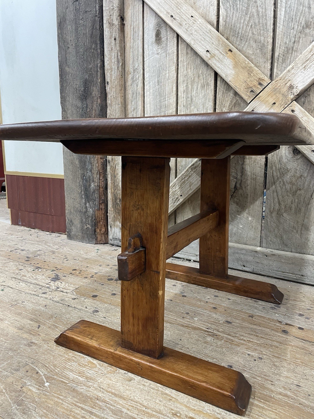 Antique Primtive Pine Trestle Table end or lamp stand coffee table size