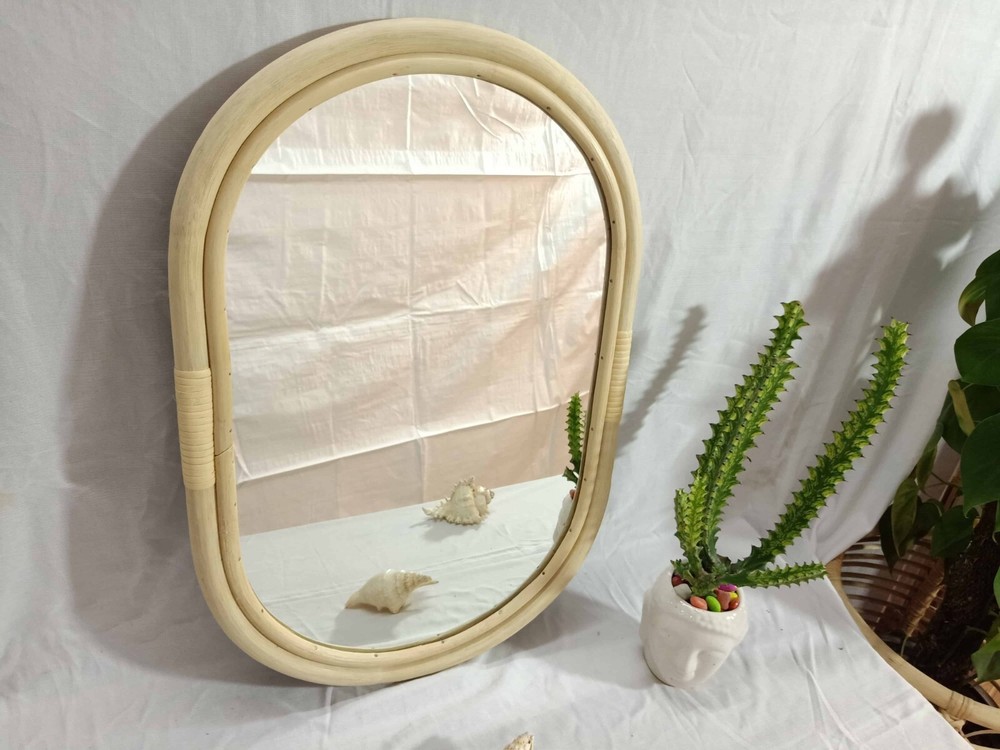 Handmade Rattan Mirror, Rattan Rectangle Mirror, Cane Mirror, Boho Mirror Mirror