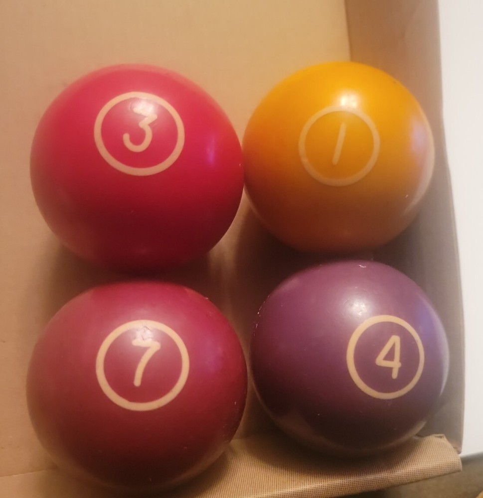 Vintage Double Circle Billiard Pool Balls replacement 1, 3, 4, 7