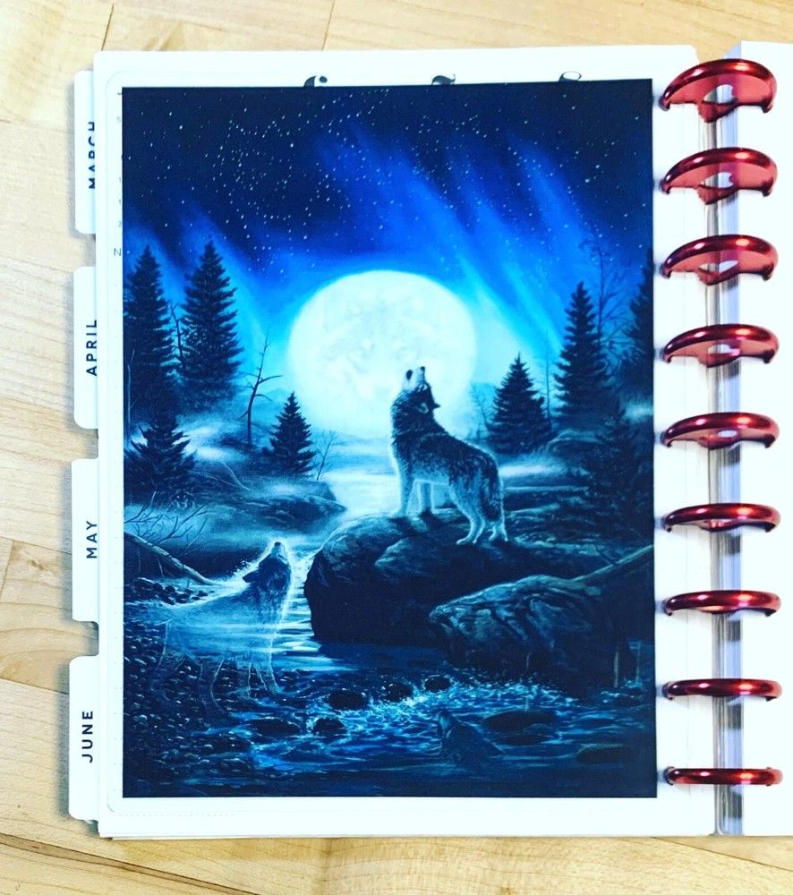 Wolf Dark Blue Night Wolves Dashboard Insert for use with Classic HAPPY Planner