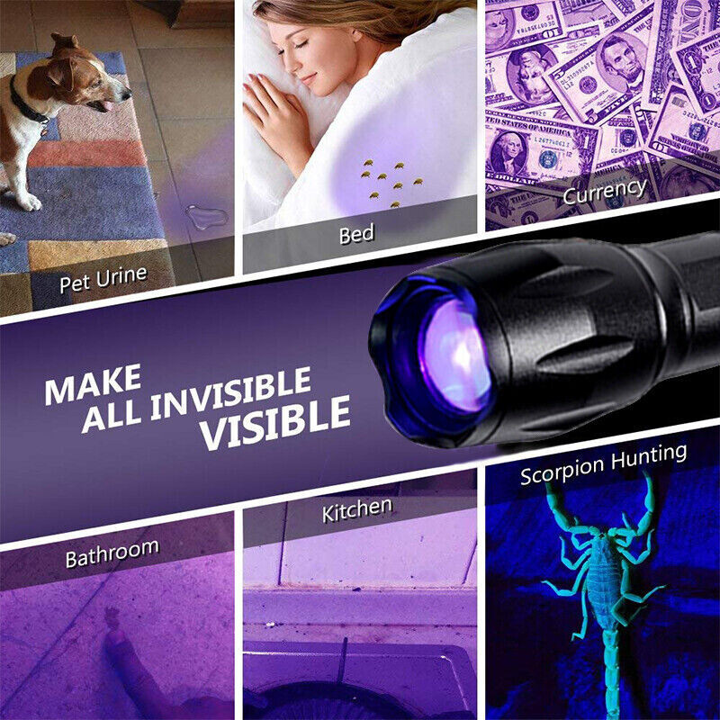 UV Flashlight Black Light Super Bright 120000lm Torch Ultra Violet Lamp LED