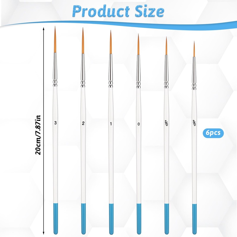 6 Pcs Script Liner Brush Long Fine Point Liner Tip Brush Pinstriping Paintbru...