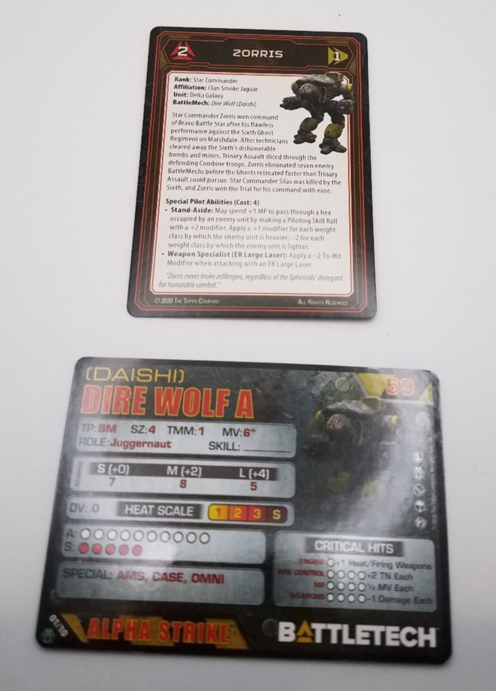 Battletech Clan Command Star - Dire Wolf (Daishi) *Mech & Cards*