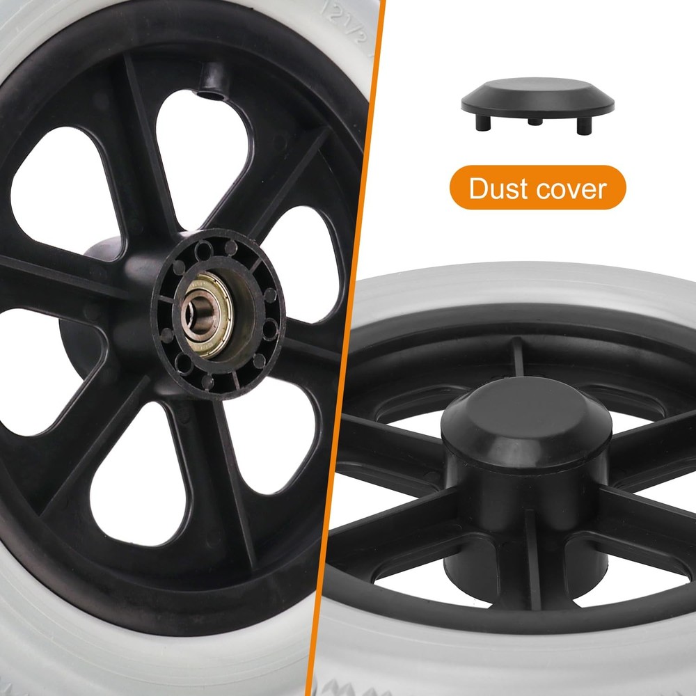 2-pack 12 Inch Solid Tire Construction Premium Plastic Spoked Wheel (grey), 1...