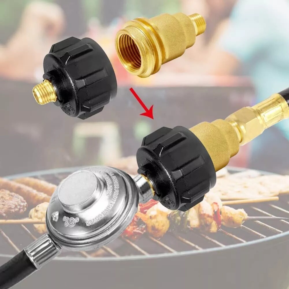 Propane Gas Fitting Adapter Solid Brass QCC1 Pipe Connect Nut 1/4" Male Thread