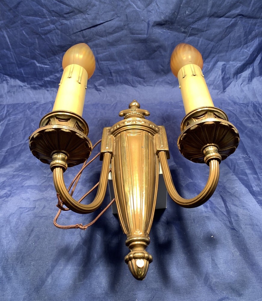 Single Wired Antique Sconce Double Arm Rewired 90E