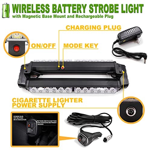 Wireless Remote Control 14.5'' LED Rooftop Double Side Emergency Hazard Strobe