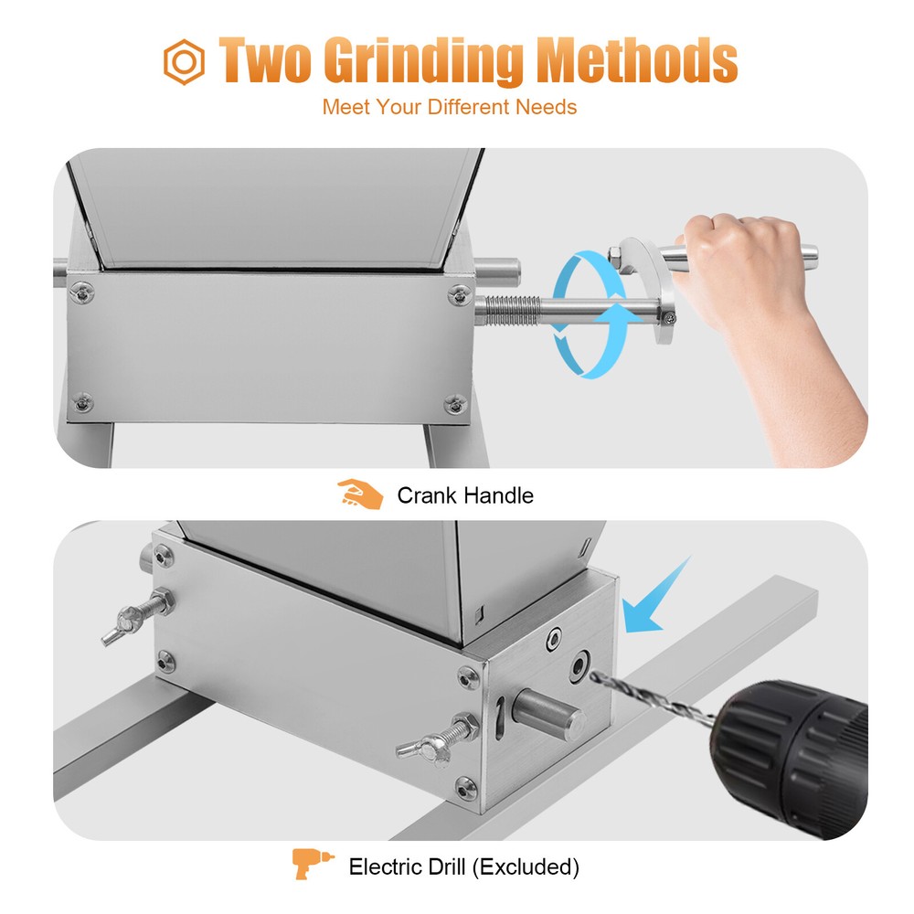 Manual Roller Grain Mill 4L Adjustable Low Speed Drill Corn Crusher Machine