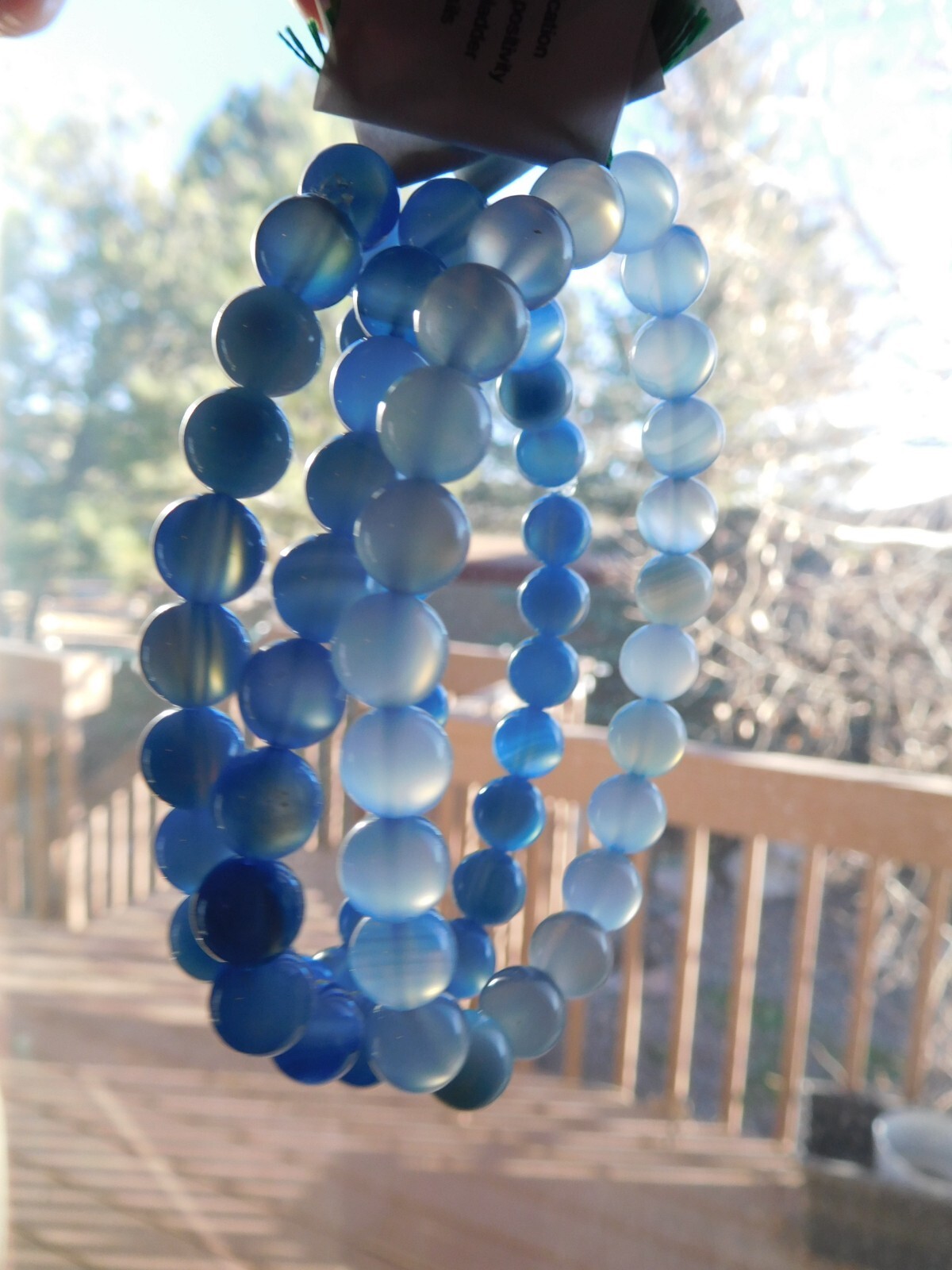 Natural Gemstone Blue Chalcedony Round Bead Bracelets by Healing Light Stones