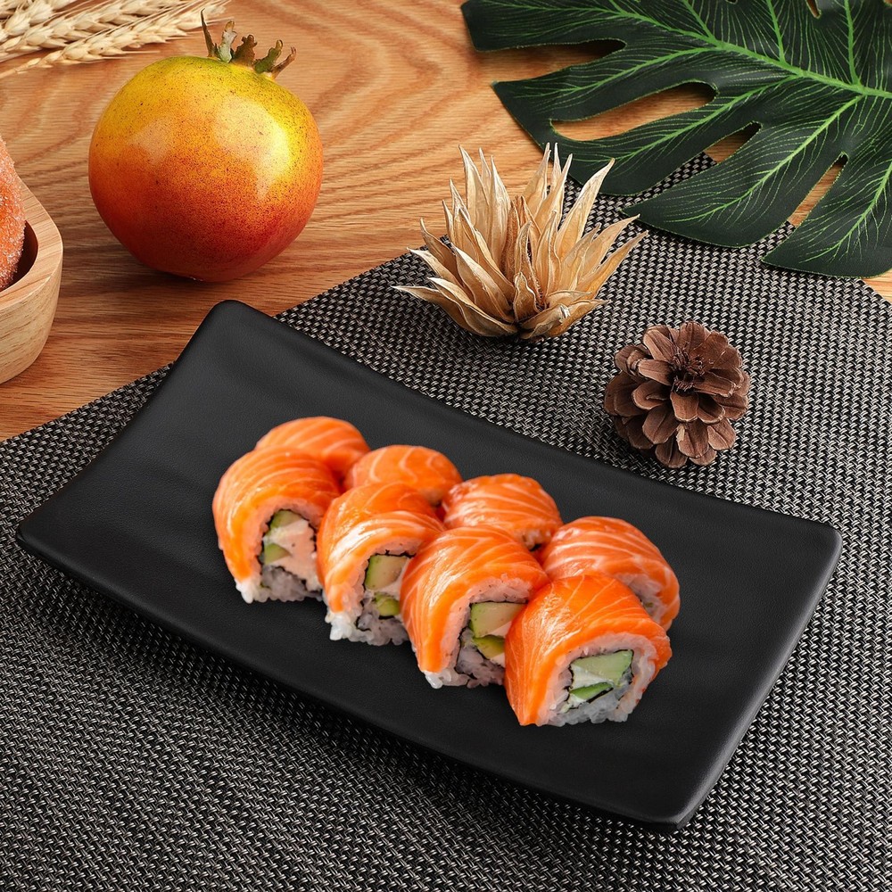 Dinnerware Rectangle Shaped Sushi Serving Dish Plate Black