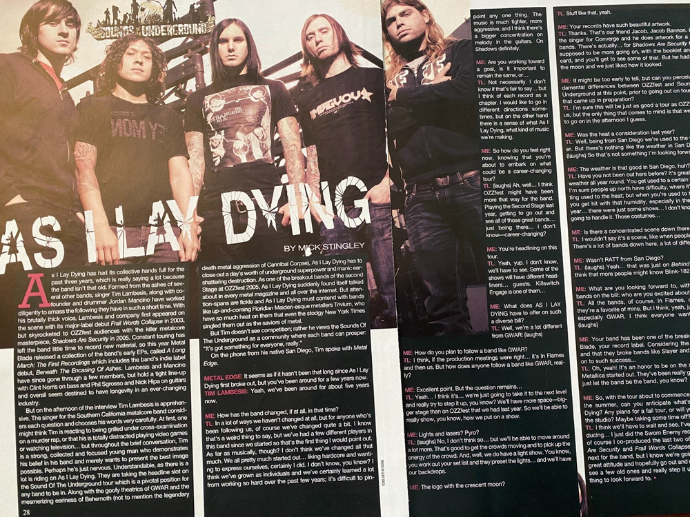 As I Lay Dying, Two Page Vintage Clipping