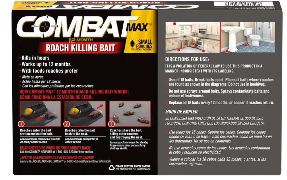 Combat Max 12 Month Roach Killing Bait Small Roach Bait Station 18 Count
