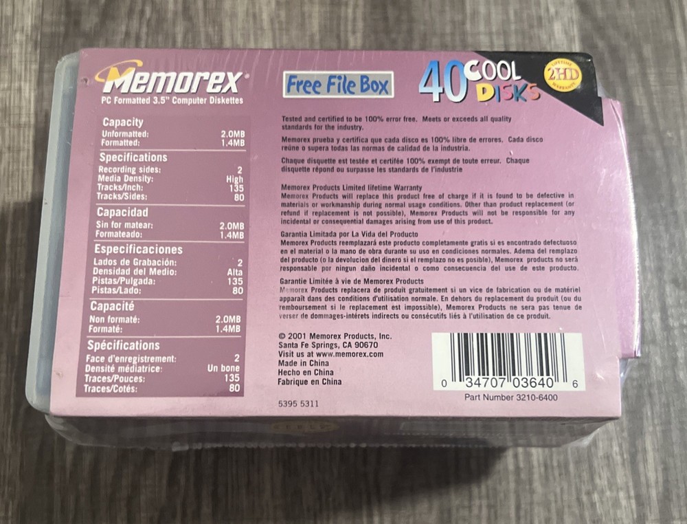 Memorex 40 Pack Cool Disks 3.5” Diskettes PC Formatted Computer Sealed