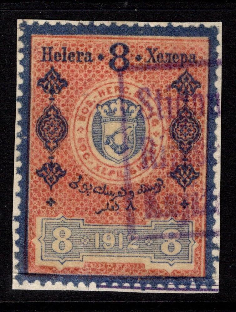 Bosnia 1912 8h Revenue Used / On Piece - S53613