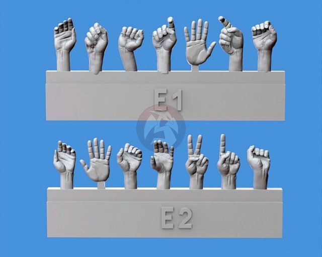 Royal Model 1/35 Assorted Hands Set No.5 (7 Left & 7 Right, different poses) 959
