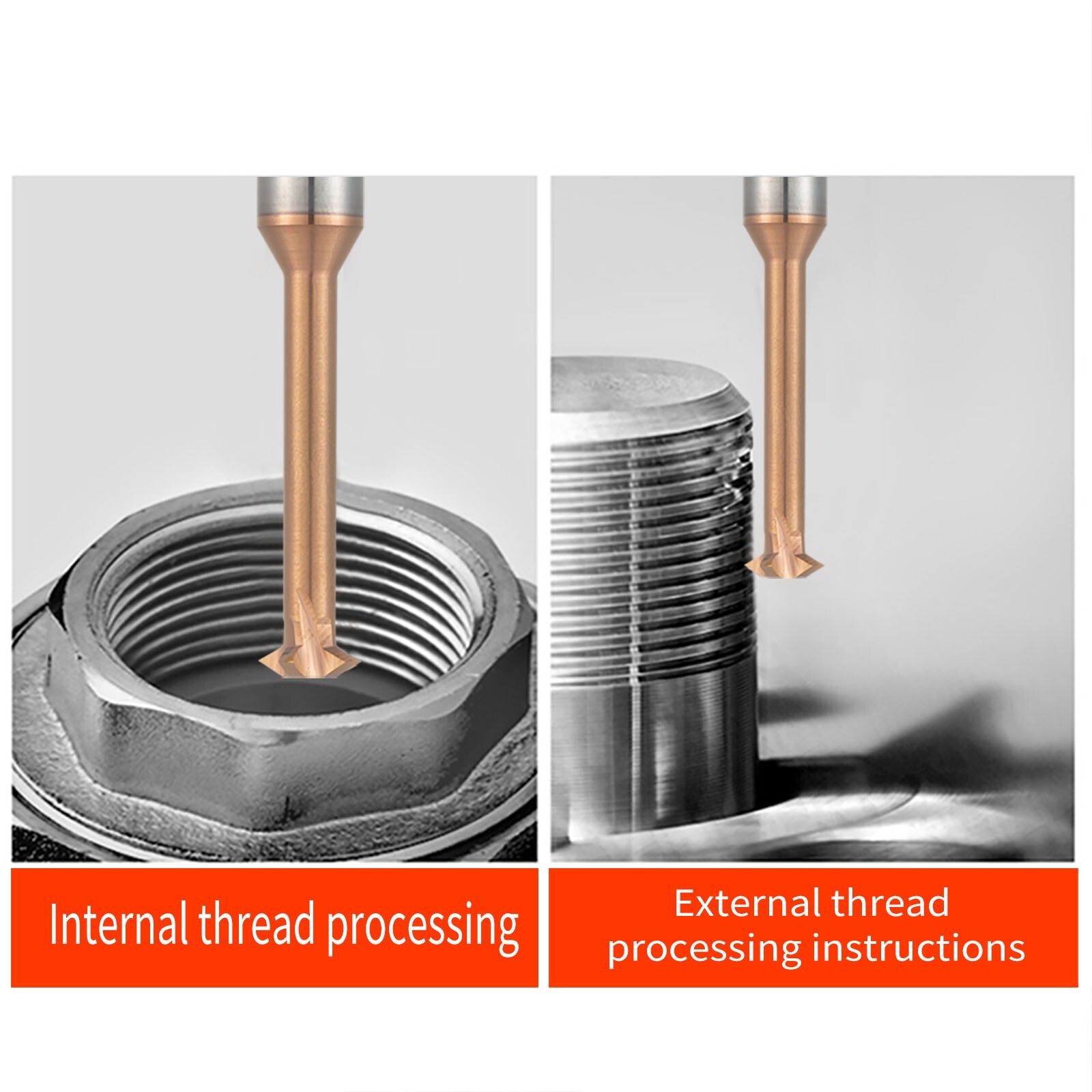 5pcsD2.0/3.0/3.9/4.85/5.9 Carbide Metric Thread Mill Cutter for Steel 60 Degrees