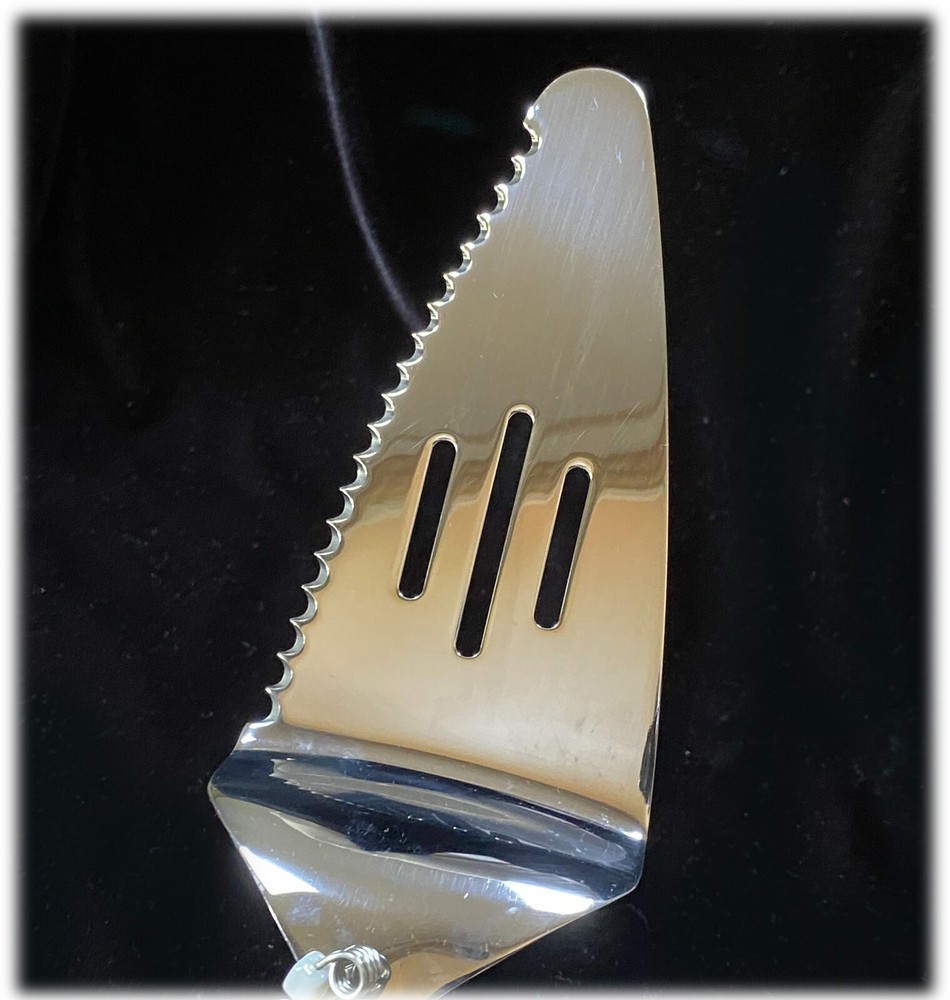 Fancy Farberware Stainless Steel Serving Cake Server Bridal Beaded Handle OOAK