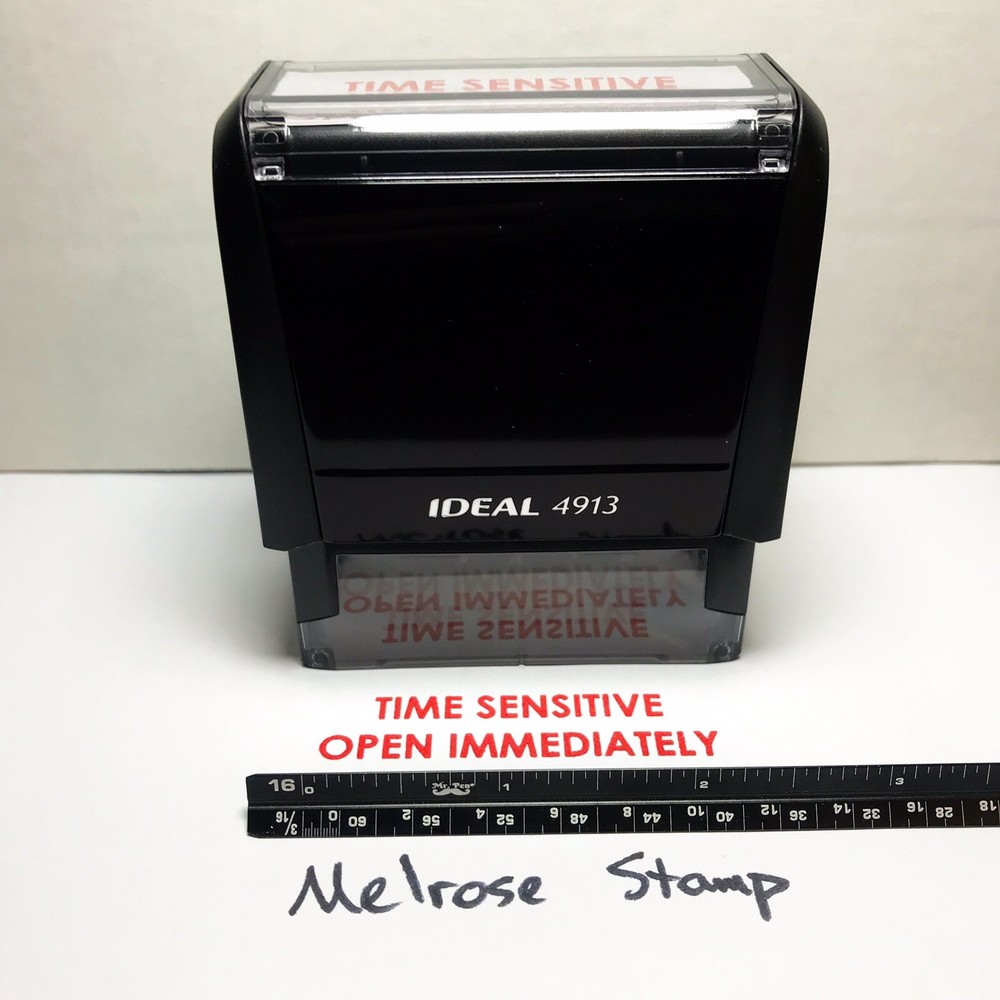 Time Sensitive Open Immediately Rubber Stamp Red Ink Ideal 4913