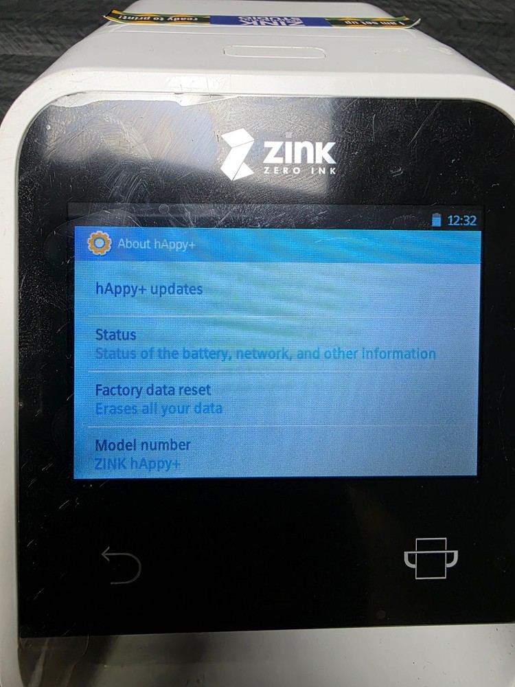 Zink Zero Ink Happy+ Touch Screen Printer Technology Tested No Power Supply