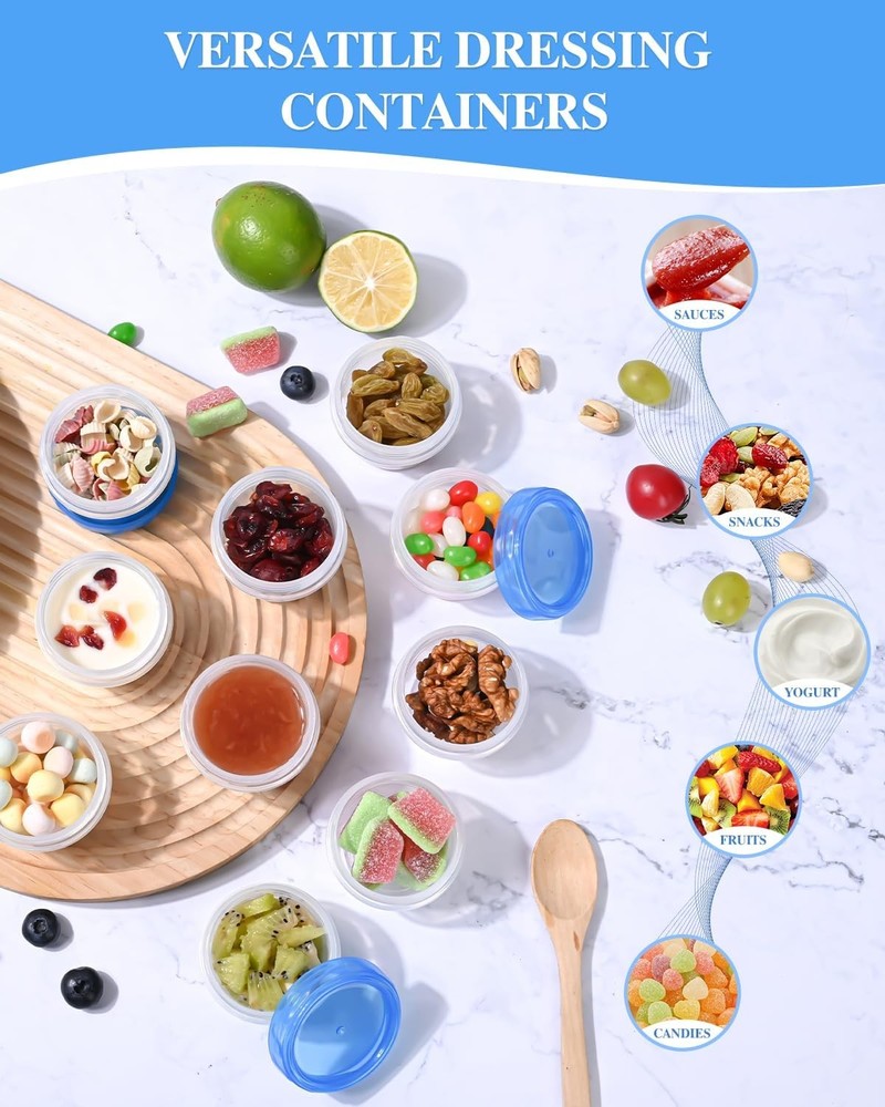 8 Pack Small Food Storage Containers Leakproof Dressing Sauce Cups