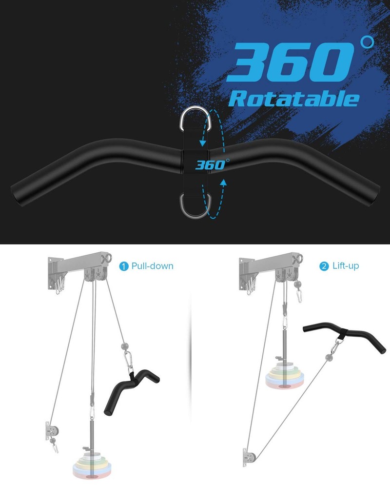 Upgraded LAT Pulldown Bars, 19" Pull Down Bar Attachments for Home Gym,...