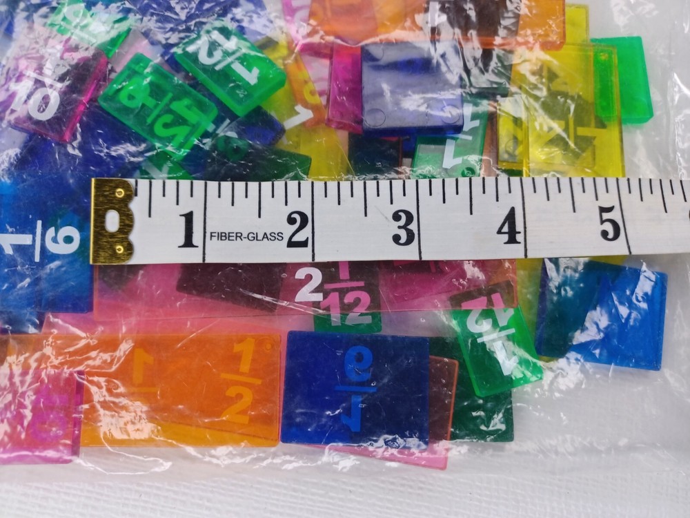 Fraction Tiles Clear Multicolor Plastic Math Homeschool