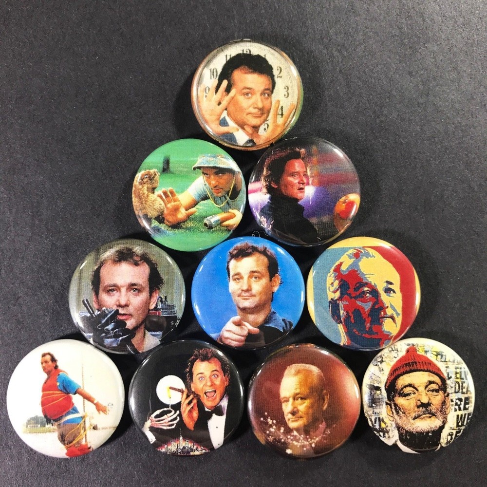 Bill Murray 1" Button Pin Set Comedy Ghostbusters Kingpin Caddyshack Groundhog