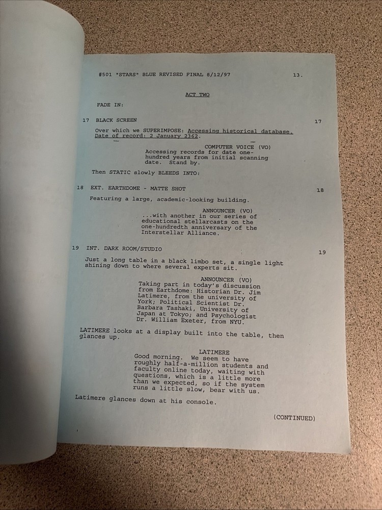 BABYLON 5 TV Show Script Screenplay 1997 S5 Deconstruction J Michael Straczynski