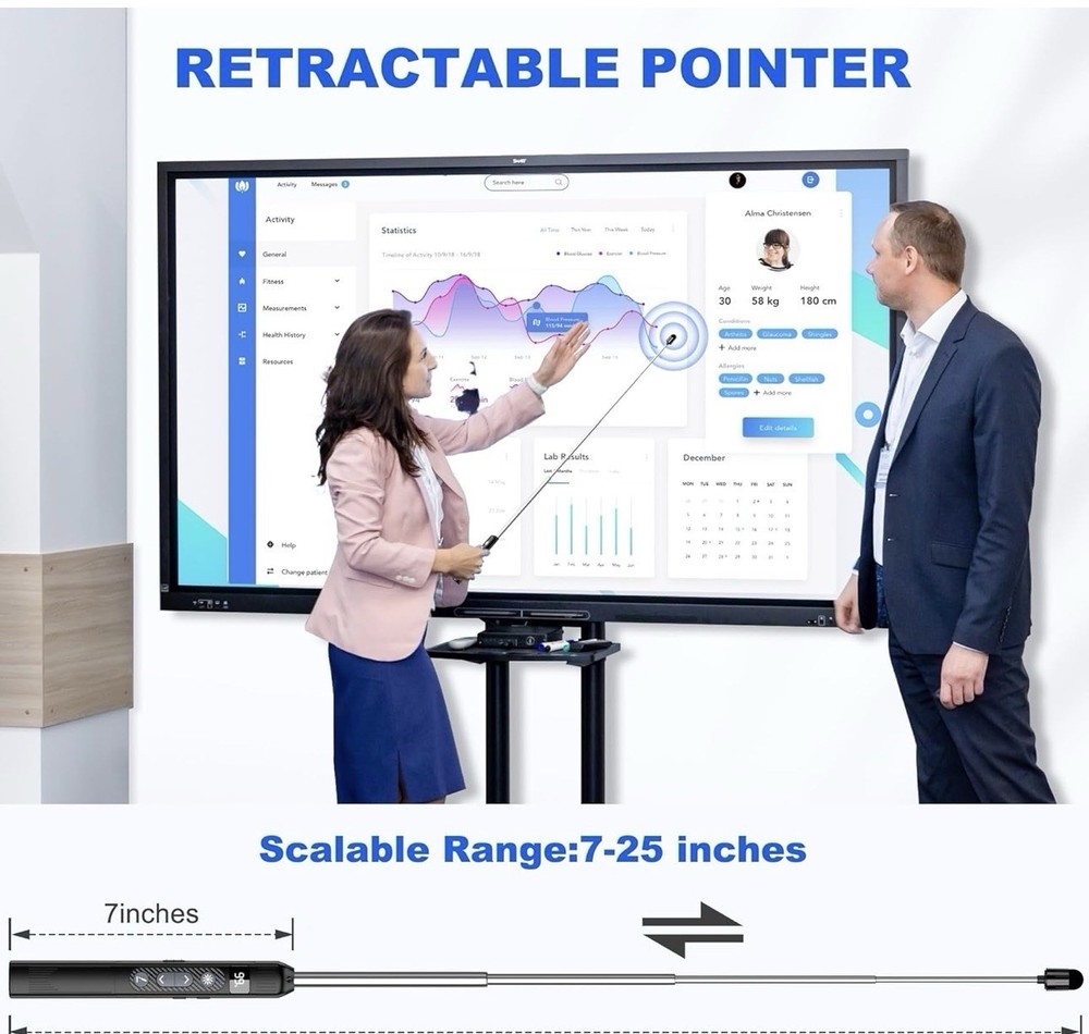 Retractable Wireless Presenter With Telescoping Pointer