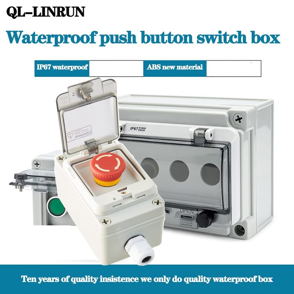 Stop Button with Box Stop Switch with Plastic Box e-Stop Button Box Push Butt...