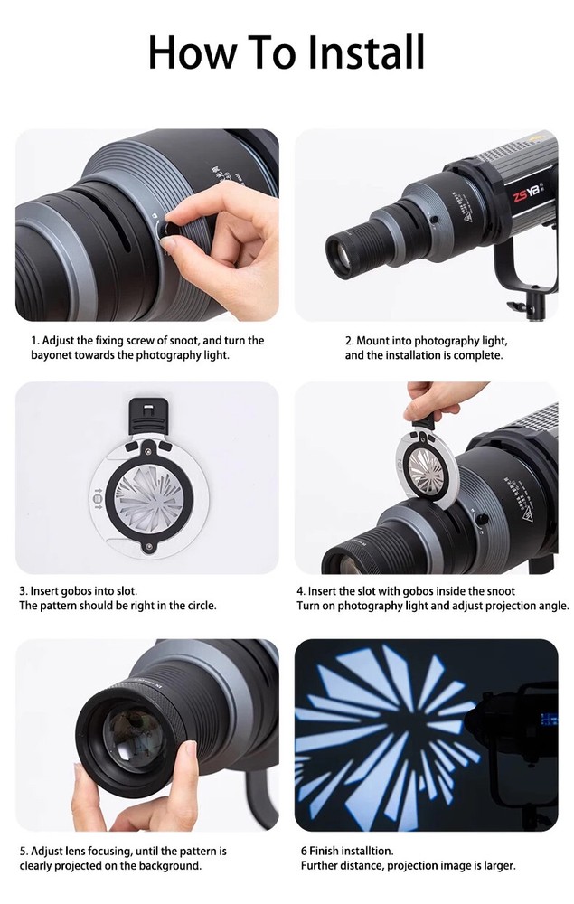 Conical Optical Snoot Spotlight Zoom LED Studio Light Flash Strobe Bowens Mount