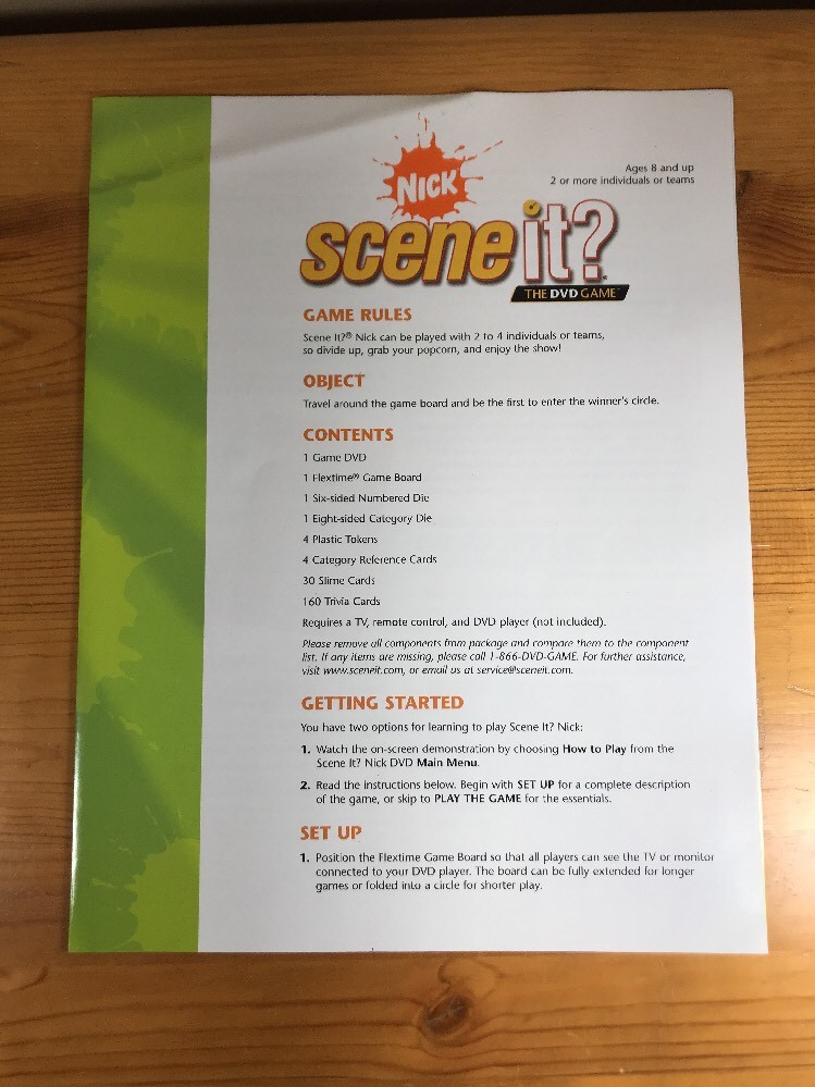 Nick Scene It? Replacement Parts Pieces Instructions Rules Sheet Game