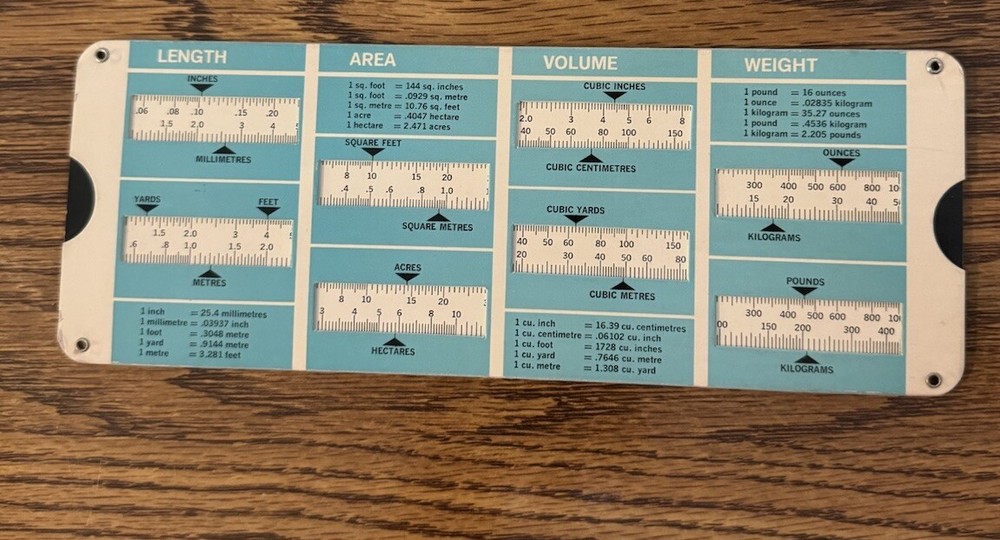 TEC Systems Conversion Slide Chart Vintage