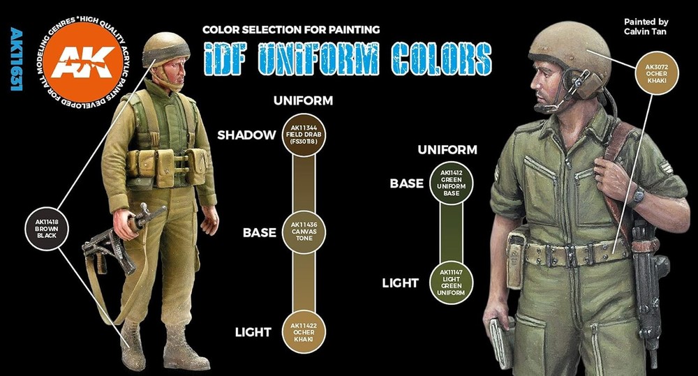 AK Interactive 3rd Generation Acrylics 11631 IDF Uniform Colors Set