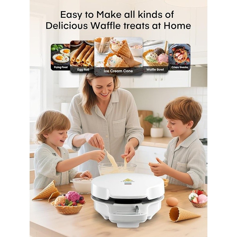 Non-Stick Waffle Cone Maker Adjustable Temperature Double-Sided Efficient Baking