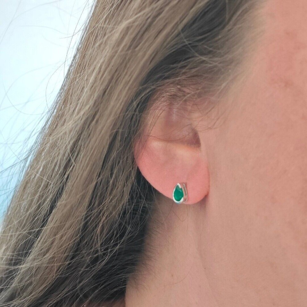 Onyx Green Set Pendant Earrings Sterling Silver Studs Infinity Loop