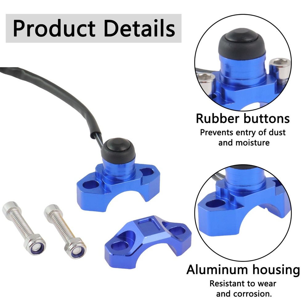 Universal Motorcycle Engine Stop Start Kill Switch Button Blue(Black Button)