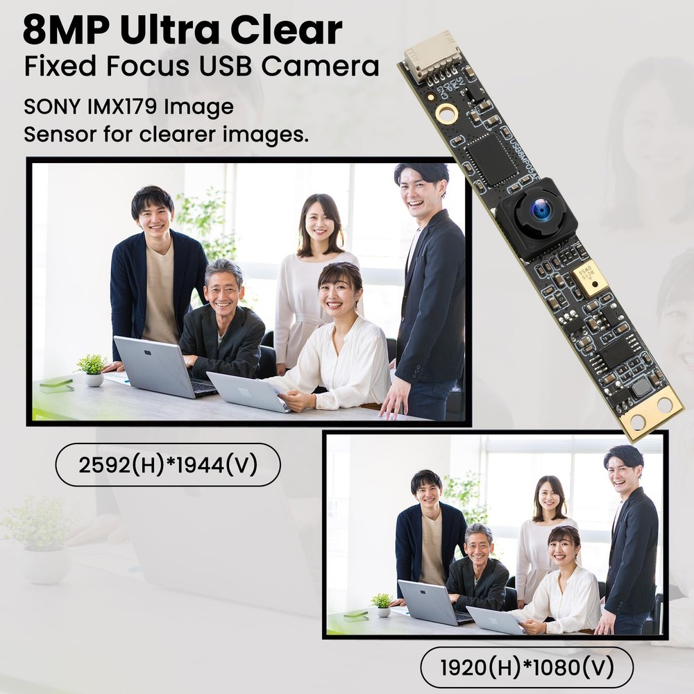 8MP USB Camera Module with Microphone Wide Angle Computer Camera Fixed Focus ...