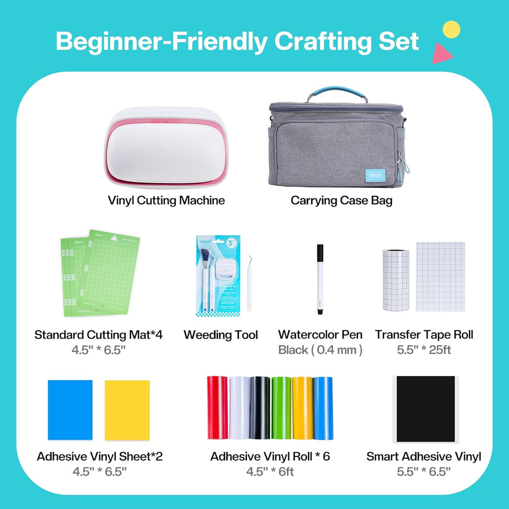 Vinyl Cutter Machine Creator Bundle with Carrying Case & Accessories, User-Frien