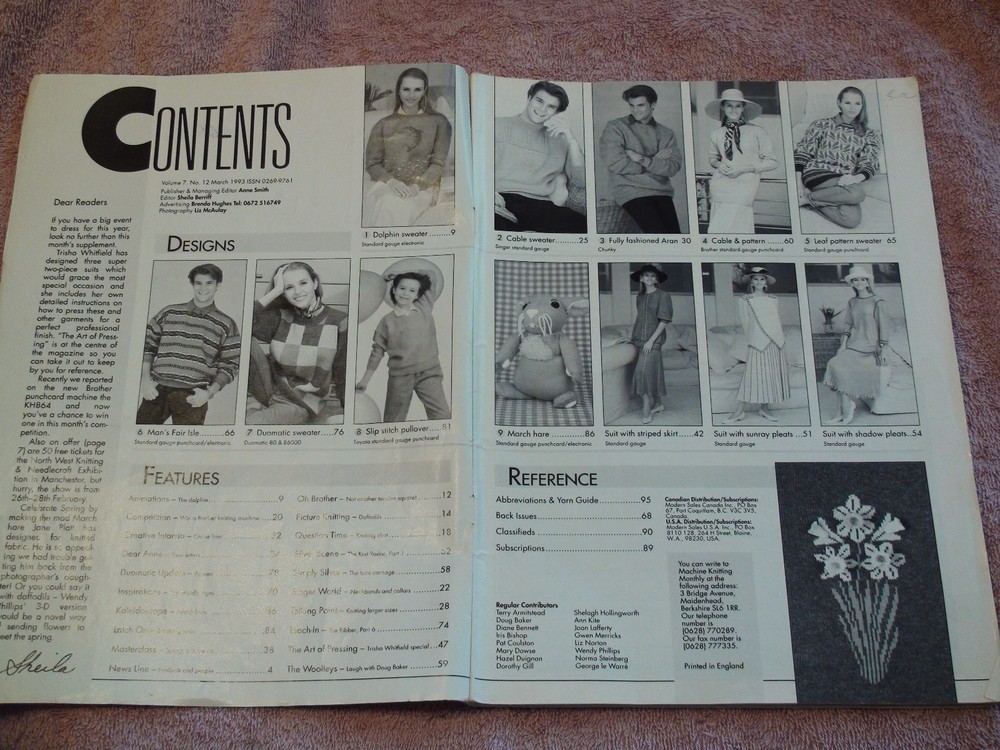 KNITTING MACHINE MAGAZINE MACHINE KNITTING MONTHLY MARCH 93