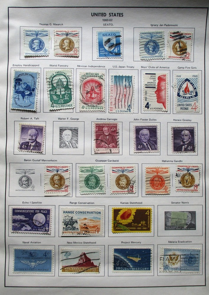 1972 H.E. HARRIS FREEDOM STAMP ALBUM UNITED STATES & TWO SHEETS OF 1/2 & 1 CENT