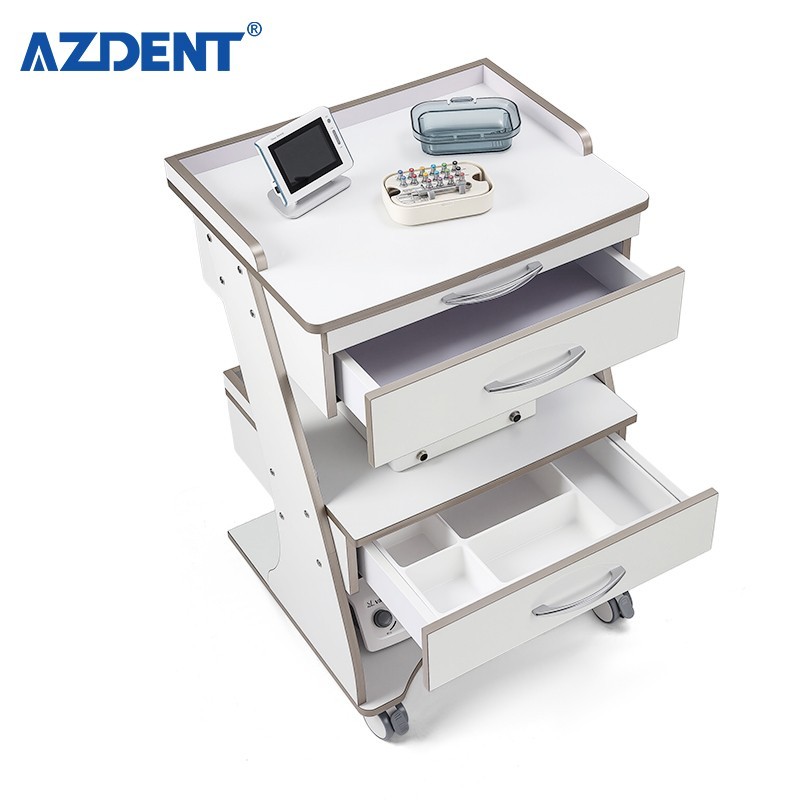 Dental Médico Carro Mueble de Almacenamiento con Cajones y Toma de Corriente