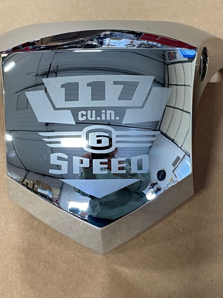 BIG DOG MOTORCYCLES OEM CHROME COIL COVER  2005-11 MODELS w/ 117" 6 speed logo