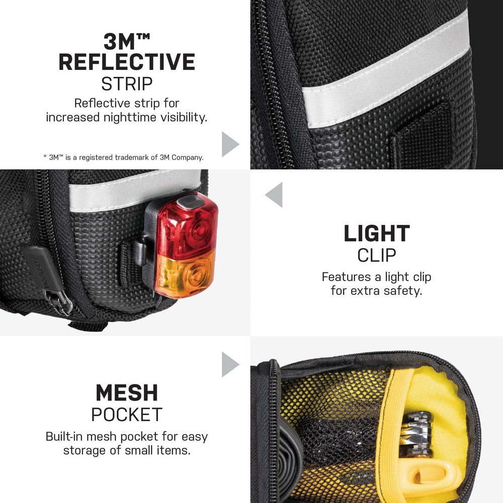 Durable Micro Strap Mount For Bikes With Reflective Strip And Expandable Storage