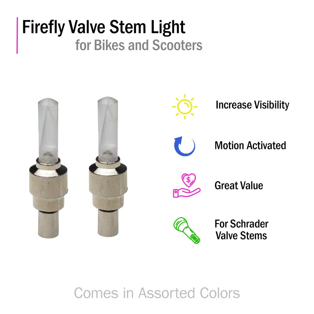 Multi-Color LED Firefly Valve Stem Light for Mini Dirt E-Bikes/Scooter, 4-Pack