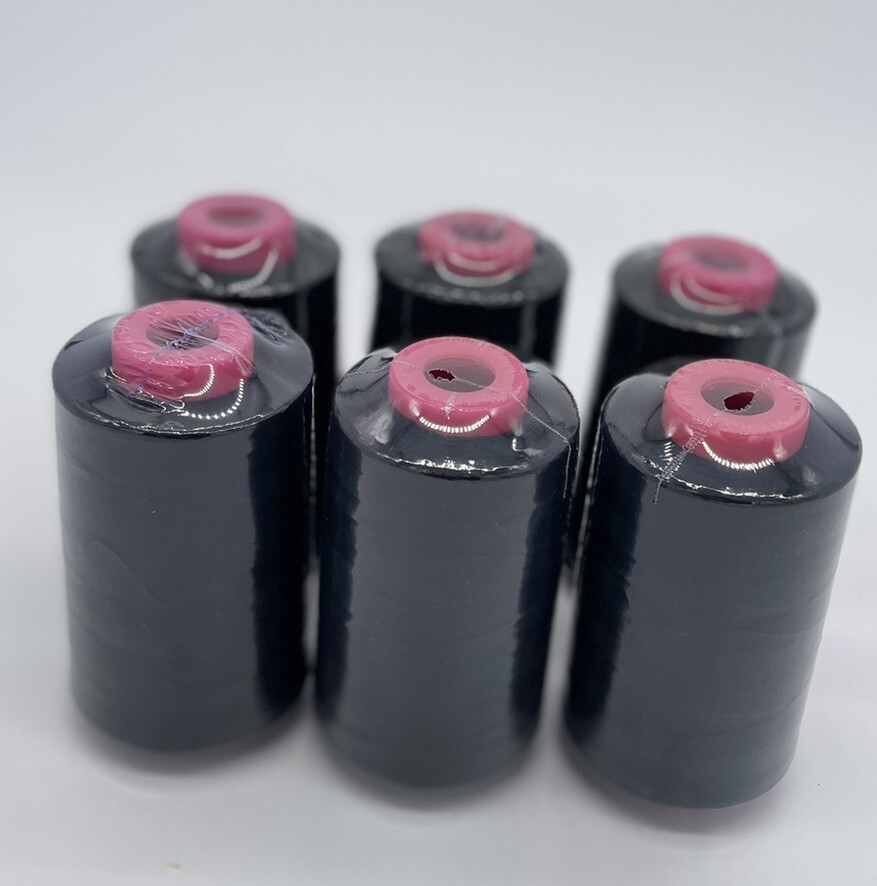 6 Big Spools BLACK Sewing Machine Serger Thread Spools 6000 YARDS / Cone T27 S/2